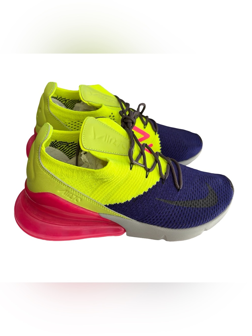 Nike Neon Yellow, Navy & Hot Pink Air Max 270 Sneakers